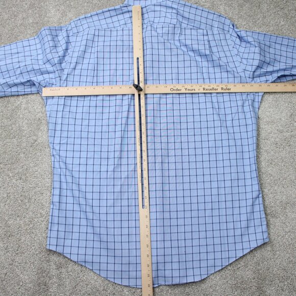 Nordstrom Shirt Mens 17, 34/35 Blue Smartcare Wrinkle-Free Cotton Trim Fit L/S - Picture 10 of 13